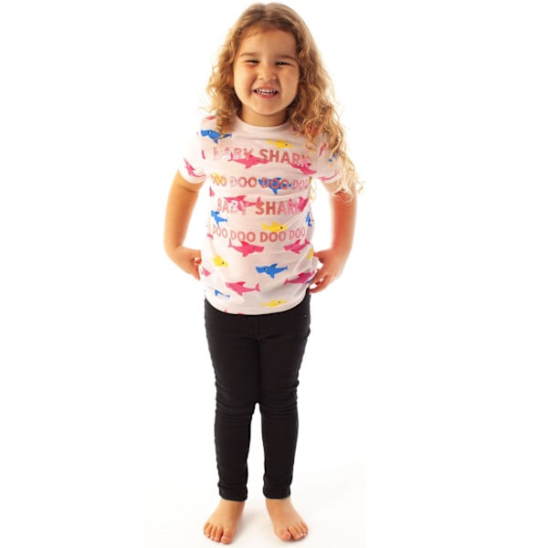 Baby Shark flickor glitter all-over print t-shirt 5-6 år rosa Pink 5-6 Years