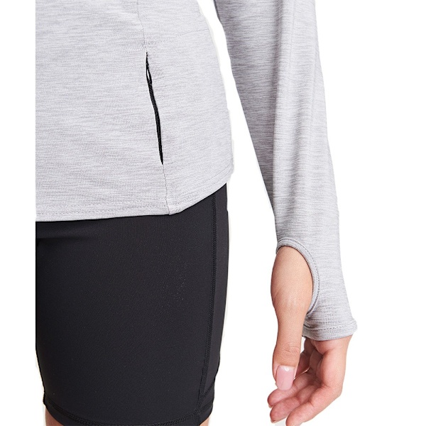 AWDis Cool Dam/Damer Cool-Flex Halv Zip Långärmad Baslager L Silver Grey 14 UK