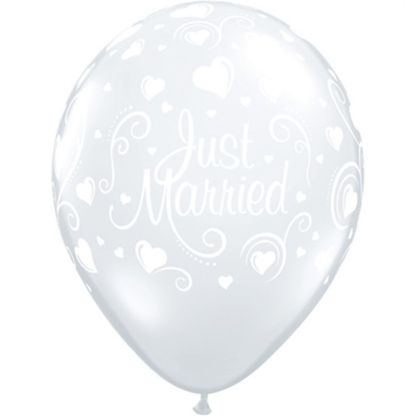 Qualatex Latex Just Married Balloon (Förpackning om 50) Förpackning om 50 Cle Clear Pack of 50