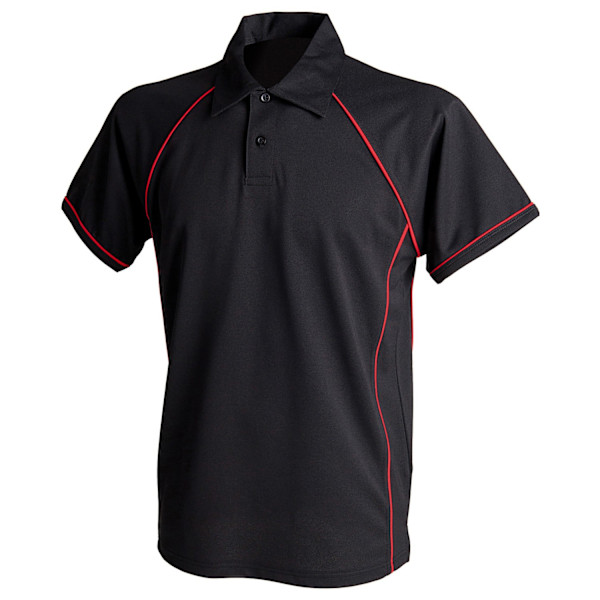 Finden & Hales Herr Piped Performance Poloshirt L Svart/Röd Black/Red L