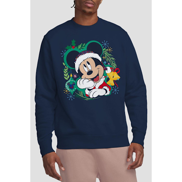 Disney Unisex Vuxen Musse Pigg Julkrans Sweatshirt L Navy L