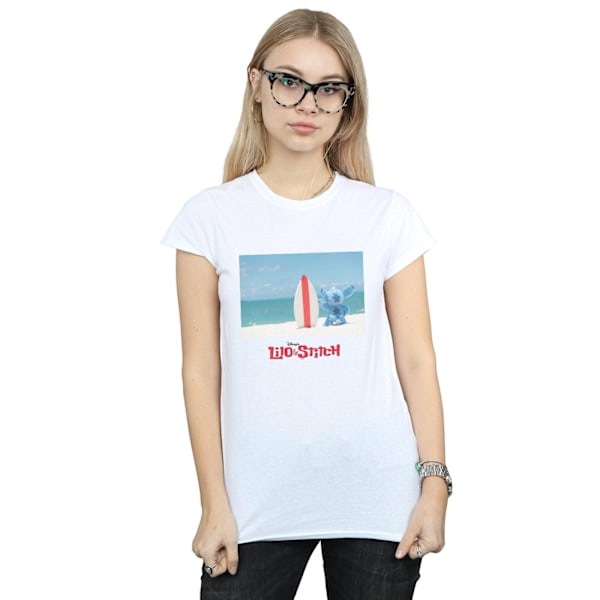 Disney Dam/Kvinnor Lilo Och Stitch Surf Strand Bomull T-shirt White L