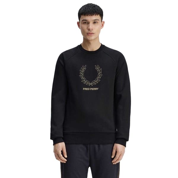 Fred Perry Herrtröja med broderad logotyp L Svart Black L