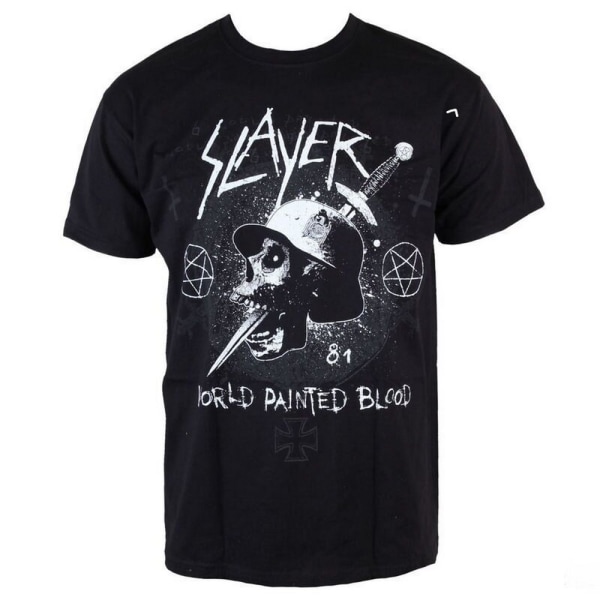 Slayer Womens/Ladies World Painted Blood Skull T-Shirt XL Svart Black XL