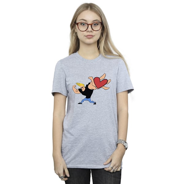 Johnny Bravo Dam/Damer Hjärta Present Bomull Boyfriend T-shirt Sports Grey M