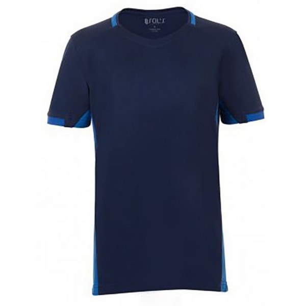 SOLS Barn/barn Classico Kontrast Kortärmad fotboll T-S French Navy/Royal Blue 10 Years