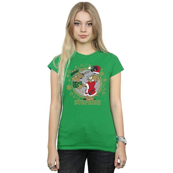 Tom And Jerry Dam/Damer Julöverraskning Bomull T-shirt M Irish Green M