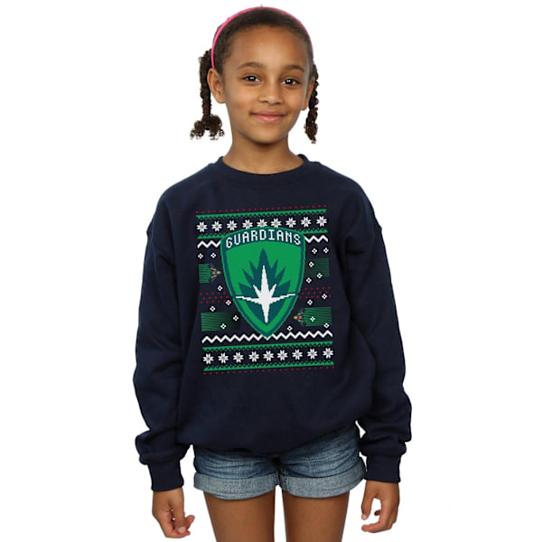 Marvel Girls Guardians Of The Galaxy Fair Isle Sweatshirt 5-6 år Navy Blue 5-6 Years