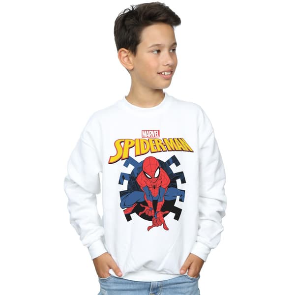 Marvel Pojkar Spider-Man Web Shooting Emblem Logotyp Tröja 12-1 White 12-13 Years