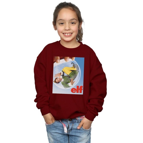 Elf Girls Snow Globe Poster Sweatshirt 5-6 år Burgundy Burgundy 5-6 Years