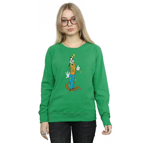 Disney Dam/Kvinnor Goofy Julbelysning Sweatshirt M Irländsk Irish Green M