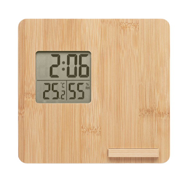 MidOcean Digital Bordsklocka i Bambu, One Size, Trä Wood One Size