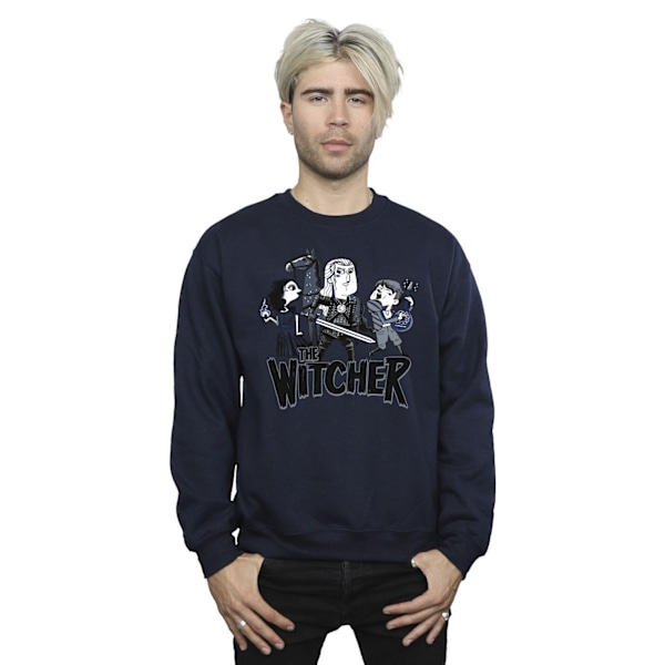 Netflix The Witcher Team Illustrerad Sweatshirt L Marinblå Navy Blue L