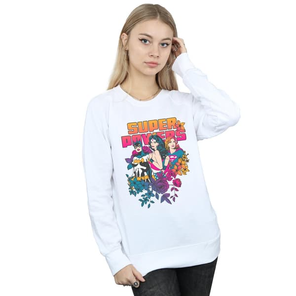 DC Comics Dam/Kvinnor Super Powers Neon Blommig Sweatshirt XL White XL