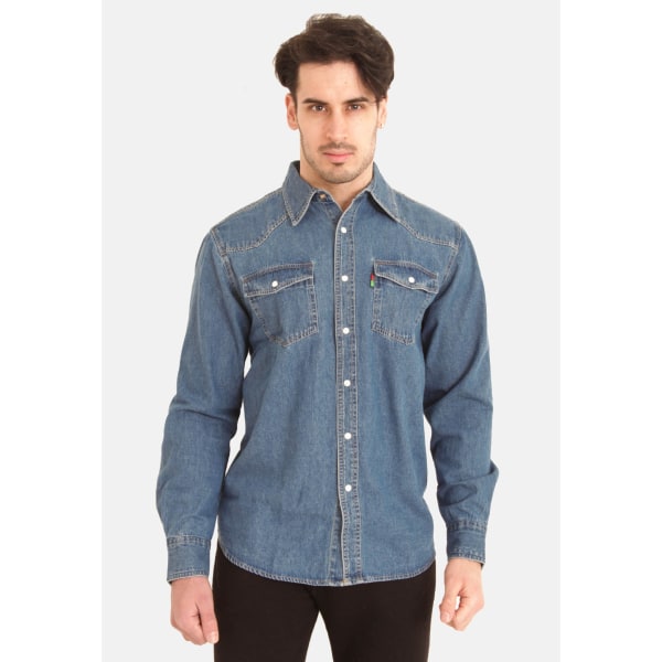 D555 västerländsk jeansskjorta för män X-Large Stonewash Stonewash X-Large