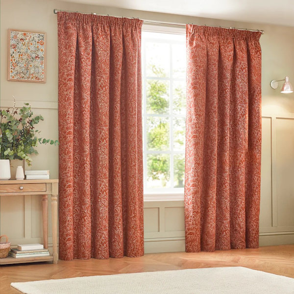 Wylder Nature Grantley Jacquard Pencil Pleat Gardiner 228cm x 2 Brick 228cm x 228cm
