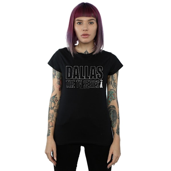 Dallas Dam/Kvinnor TV-serie logotyp bomull T-shirt L Svart Black L