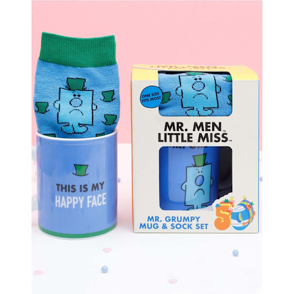Mr Men Herr My Dad Is Mr Grumpy Mugg och Strumpset One Size Blå Blue One Size