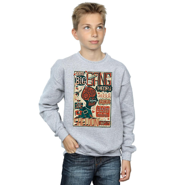 Big Bang Theory Boys Infographic Poster Sweatshirt 7-8 år Sp Sports Grey 7-8 Years