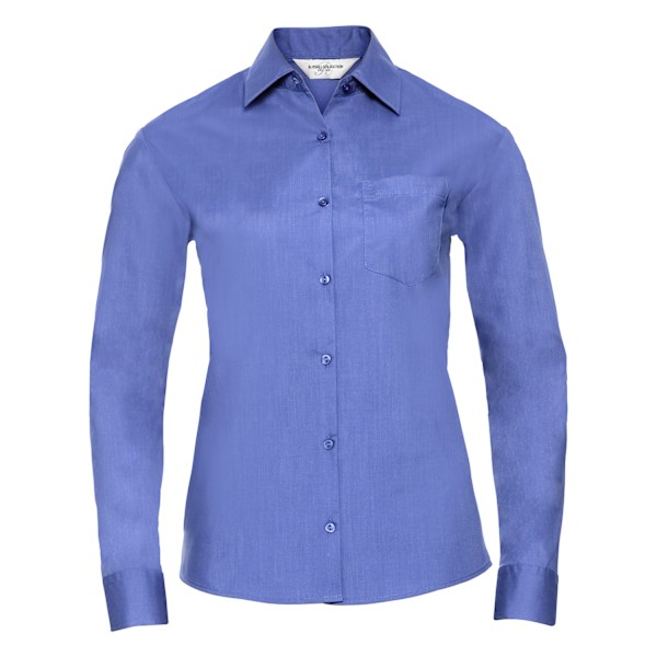 Russell Collection Dam/Damer Poplin Lätt-Skötsel Långärmad Corporate Blue XXL