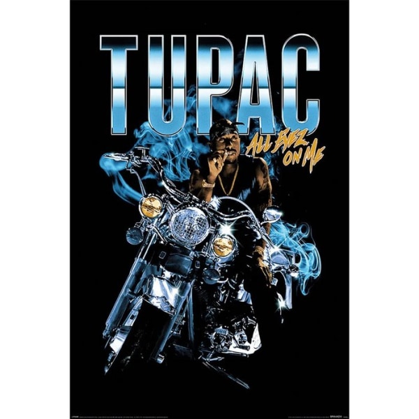 Tupac Shakur All Eyez motorcykelaffisch 91,5 cm x 0,1 cm x 61 cm B Black/Blue 91.5cm x 0.1cm x 61cm
