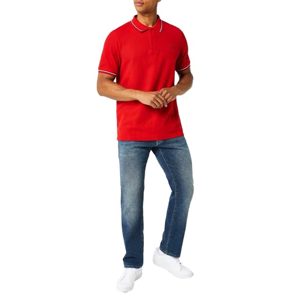 Slazenger Herr Kontrastrandig Pikétröja M Körsbärsröd Cherry Red M