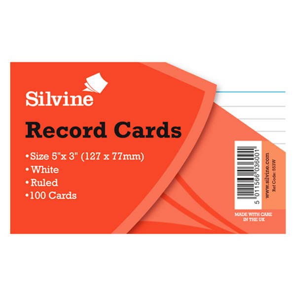 Silvine Små Registerkort Blyerts Rutigt 100 Blad Små Vita White Small