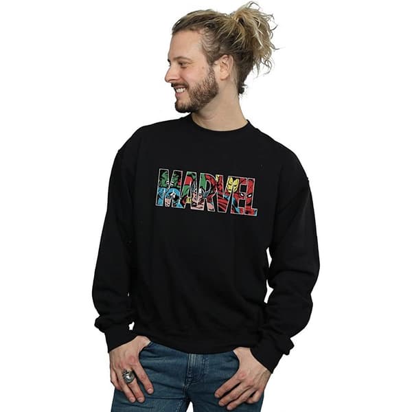 Marvel Comics Herr Infill Logo Sweatshirt L Svart Black L