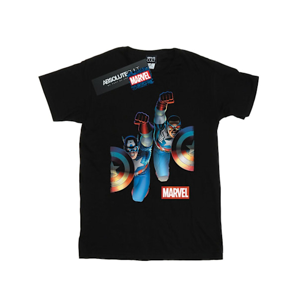 Marvel Boys Falcon Och Captain America Sida Vid Sida T-Shirt 12- Black 12-13 Years