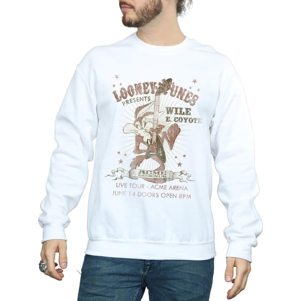 Looney Tunes Herr Wile E Coyote Gitarr Sweatshirt S Vit White S
