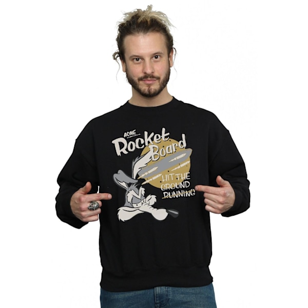 Looney Tunes Mens Wile E Coyote Rocket Board Sweatshirt L Svart Black L