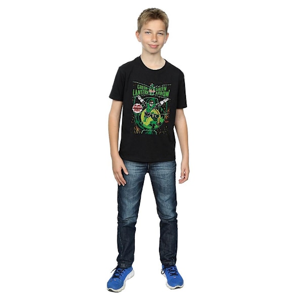 DC Comics Boys Green Lantern & Green Arrow Comic Cover Bomull T-shirt Black 12-13 Years