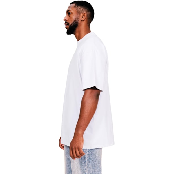 Casual Classics Herr Ringspun Bomull Förlängd Halsringning Lång Oversize T-Shirt M Vit White M