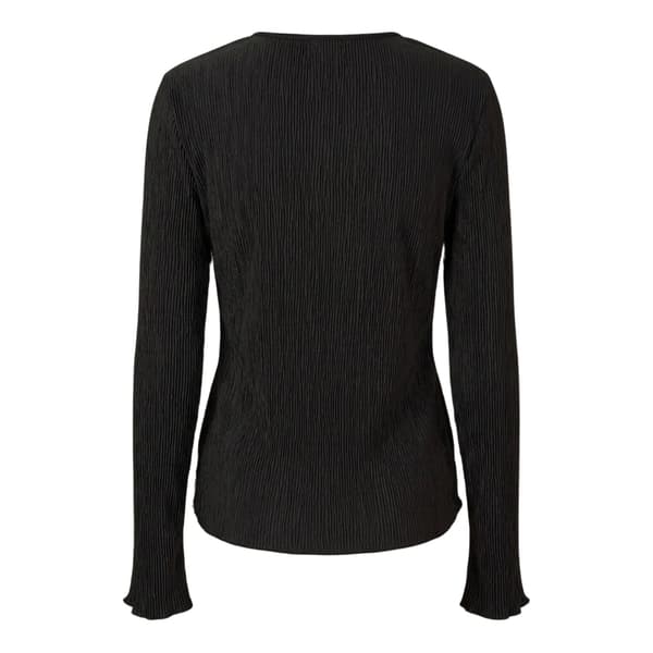 Pieces Dam Rundhalsad Avslappnad Långärmad Blus Black 16 UK