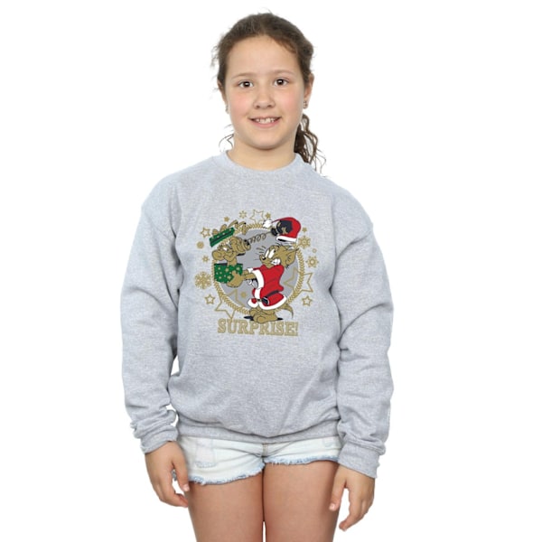 Tom And Jerry Girls Julöverraskning Sweatshirt 5-6 År Spo Sports Grey 5-6 Years