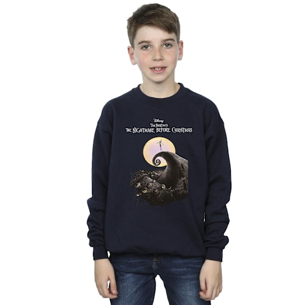 The Nightmare Before Christmas Boys Moon Poster Sweatshirt 3-4 Navy Blue 3-4 Years