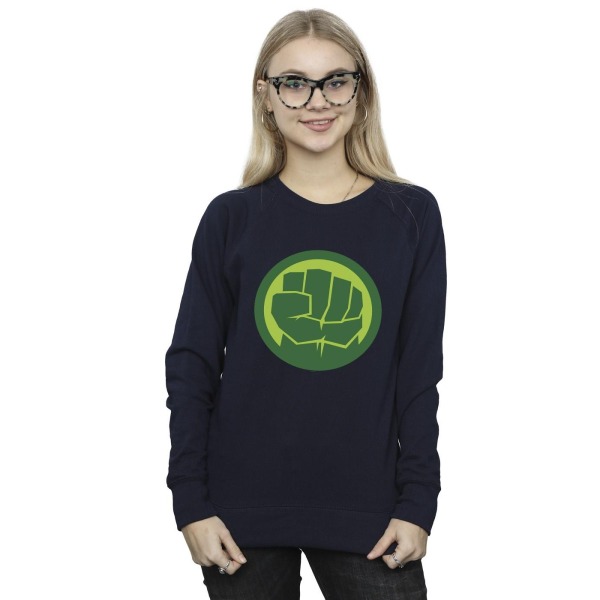 Marvel Dam/Ladies Hulk Chest Logo Sweatshirt L Marinblå Navy Blue L