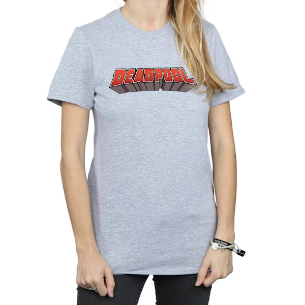 Marvel Womens/Ladies Deadpool Text Logo Bomull Boyfriend T-Shir Sports Grey XXL