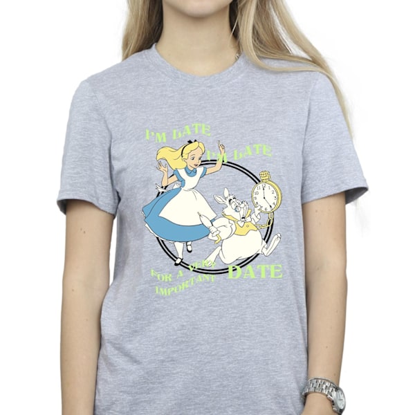 Disney Dam/Damer Alice I Speglandet Jag Är Sen Bomull Pojkvän Sports Grey XL