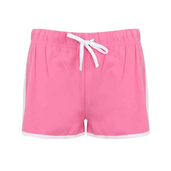Skinni Fit Retro Shorts för kvinnor/damer 14 UK ljusrosa/vit Bright Pink/White 14 UK