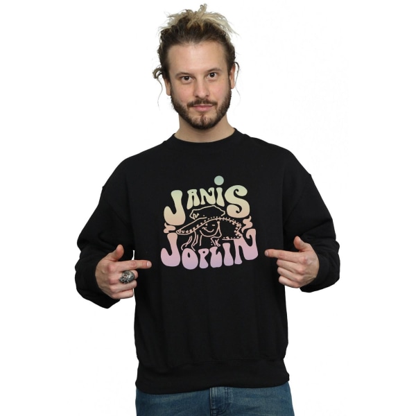 Janis Joplin Herr Pastell Logotyp Sweatshirt 3XL Svart Black 3XL