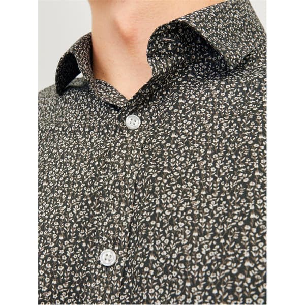 Jack And Jones Herr Skjorta med Bladmönster Slim Långärmad M Peat Peat M