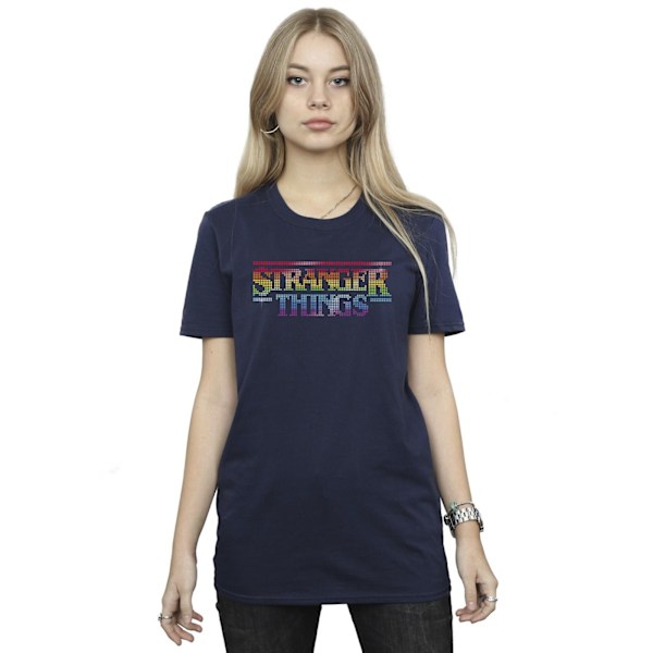 Netflix Dam/Kvinnor Stranger Things Rainbow Dot Logo Bomull B Navy Blue S