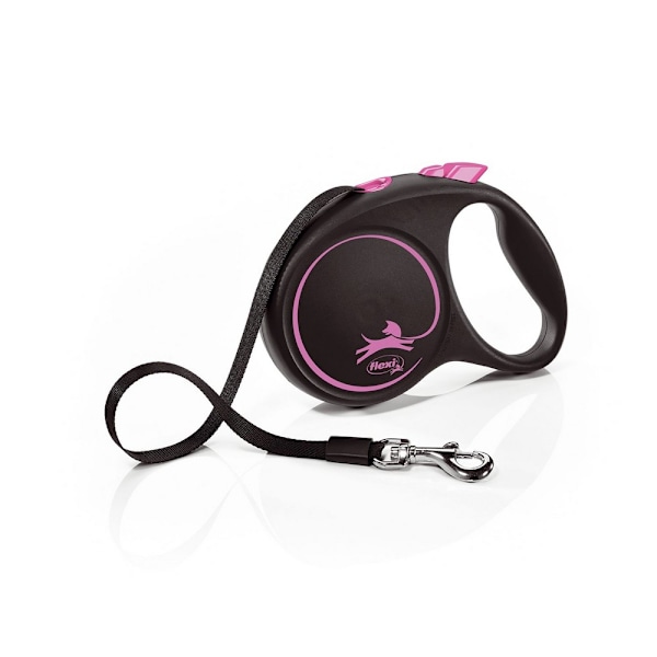 Flexi Medium Tape Retractable Dog Lead 5m Rosa/Svart Pink/Black 5m