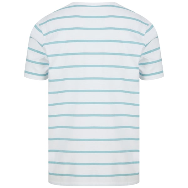 Front Row Unisex Randig T-shirt för vuxna XL Vit/Ankaäggblå White/Duck Egg Blue XL