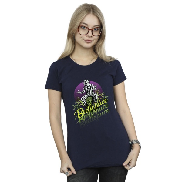 Beetlejuice Dam/Dam Lila Circle T-shirt i bomull M Marinblå B Navy Blue M