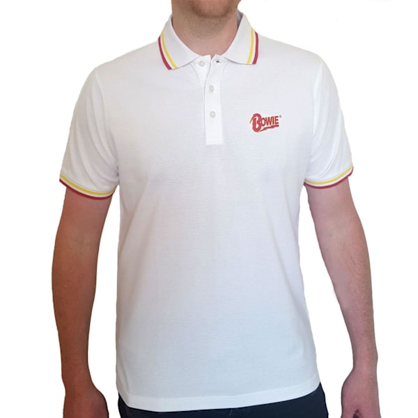 David Bowie Unisex Vuxen Flash Logo Polotröja XL Vit White XL