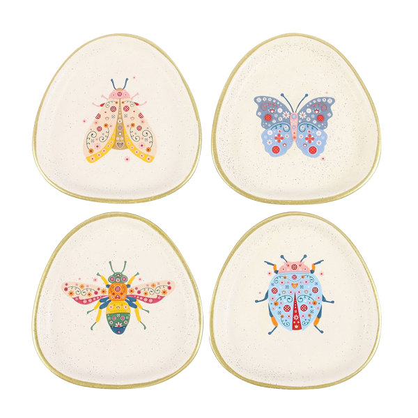 Something Different Floral Bug Prydnadsfat (4-pack) One Siz White/Multicoloured One Size