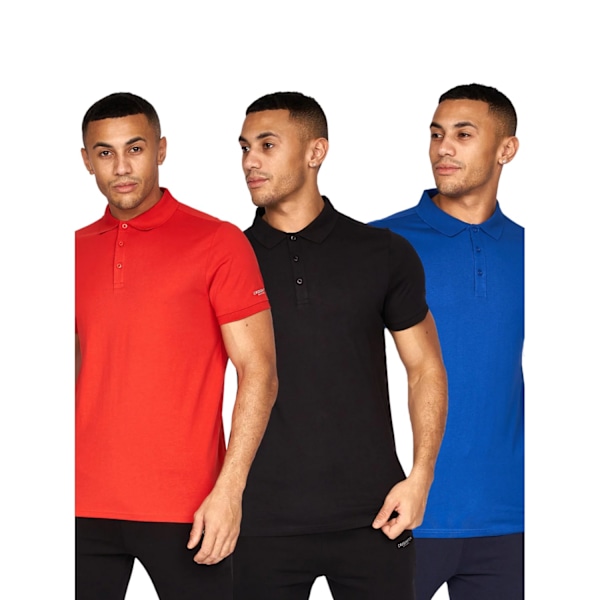 Crosshatch Mens Traymax Polotröja (3-pack) S Svart/Blå/Röd Black/Blue/Red S