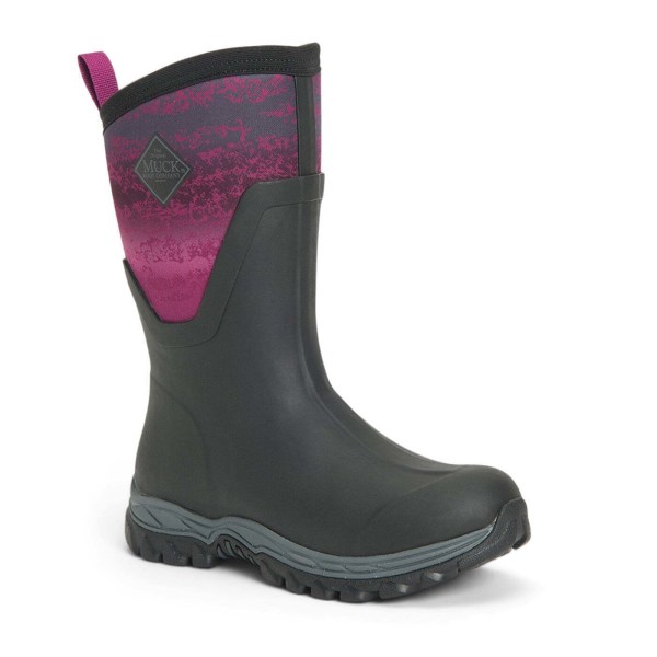 Muck Boots Unisex Arctic Sport Mid Pull On Wellies 8 UK Black/M Black/Magenta 8 UK